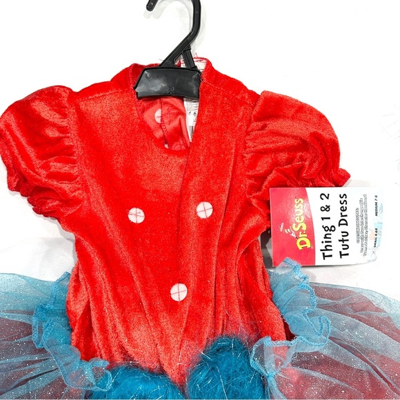 NWT Spirit Halloween Dr Seuss Cat in the Hat Thing 2 Girls 2pc Halloween Costume - Picture 4 of 8